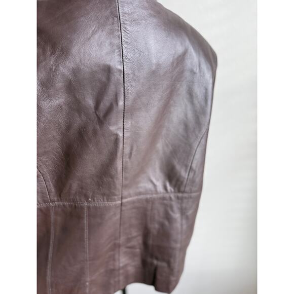 Style & Co. Chocolate Brown Genuine Leather Jacket – Women’s 18W - Picture 15 of 15